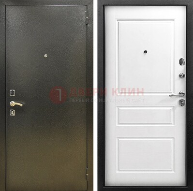 Входная дверь Темное серебро с порошковым напылением и белой МДФ ДП-272 в Чебоксарах
