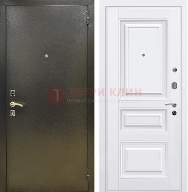 Железная темно-серая дверь с порошковым напылением и белой МДФ ДП-274 в Чебоксарах
