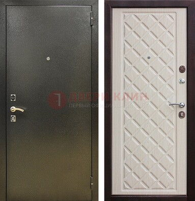 Темно-серая железная дверь с порошковым покрытием и филенчатой МДФ ДП-289 в Чебоксарах