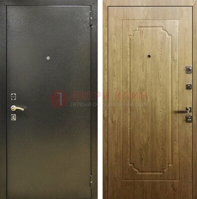Темно-серая входная дверь с порошковым покрытием и МДФ Золотой дуб ДП-291 в Чебоксарах