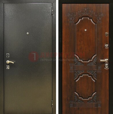 Входная дверь Темное серебро с порошковым покрытием и МДФ с узором ДП-293 в Чебоксарах