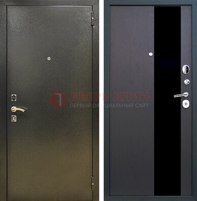 Входная темная дверь с порошковым покрытием и МДФ со стеклом ДП-294 в Чебоксарах