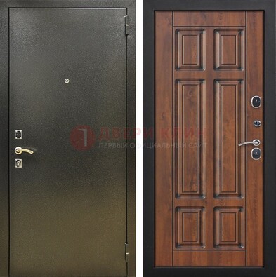 Металлическая входная темная дверь с порошковым напылением и МДФ ДП-299 в Чебоксарах