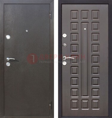 Коричневая железная дверь с порошковым окрасом ДП-63 в Чебоксарах