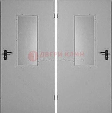 Белая металлическая противопожарная дверь с декоративной вставкой ДПП-7 в Чебоксарах
