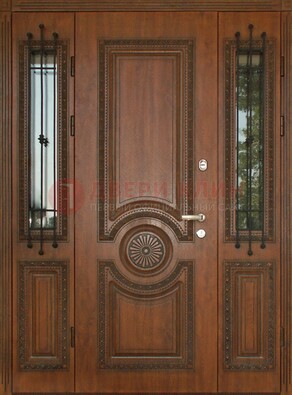 Парадная распашная стальная дверь Винорит со стеклом ДПР-106 в Чебоксарах