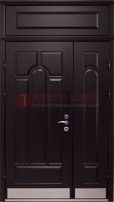 Парадная дверь с металлическими вставками ДПР-47 и фрамугой в Чебоксарах