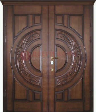 Утепленная коричневая стальная парадная дверь ДПР-51 в Чебоксарах