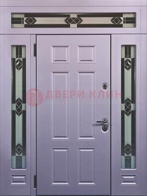 Филенчатая железная парадная дверь с фрамугами ДПР-82 в Чебоксарах