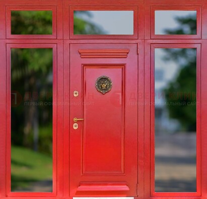 Красная парадная дверь для частного дома ДПР-88 в Чебоксарах