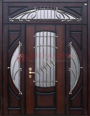 Парадная дверь со стеклянными вставками и ковкой ДПР-9 для улицы в Чебоксарах