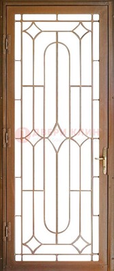 Коричневая железная решетчатая дверь с узором ДР-25 в Чебоксарах