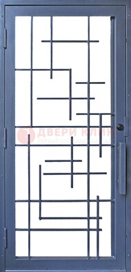 Современная железная решетчатая дверь синяя ДР-31 в Чебоксарах