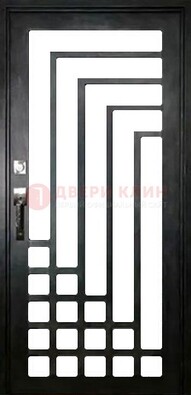 Черная стальная решетчатая дверь в современном стиле ДР-43 в Чебоксарах