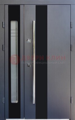Серая стальная дверь со стеклом ДС-11 в Чебоксарах