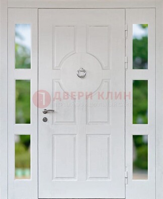 Белая стальная дверь со стеклом и фрамугами ДС-20 в Чебоксарах