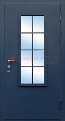 Темная металлическая дверь порошок со стеклом ДС-34 в Чебоксарах