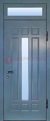 Серая металлическая дверь со стеклом ДС-70 в Чебоксарах