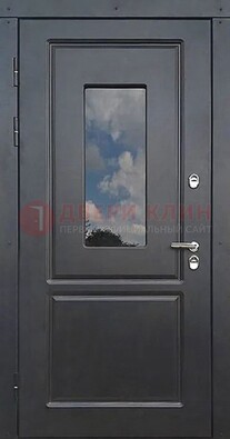 Чёрная металлическая дверь со стеклом ДС-77 в Чебоксарах