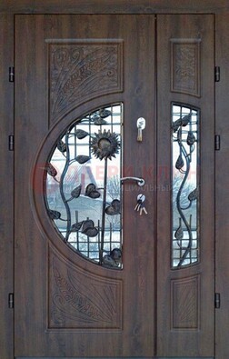 Входная дверь стекло с ковкой и резьбой ДСК-202 в Чебоксарах