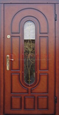 Яркая металлическая дверь Винорит со стеклом и ковкой ДСК-268 в Чебоксарах