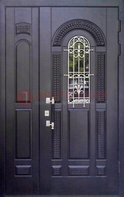 Входная дверь Винорит со стеклом и ковкой с узором ДСК-270 в Чебоксарах