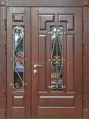 Стальная распашная дверь Винорит стекло и ковка ДСК-274 в Чебоксарах