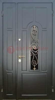Металлическая дверь Винорит со стеклом в темном цвете ДСК-276 в Уфе