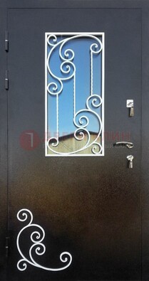 Входная дверь Порошок со стеклом и ковкой ДСК-278 в Чебоксарах