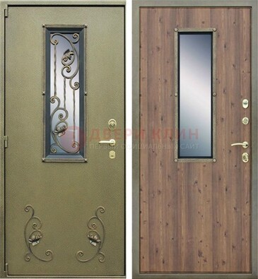 Офисная железная дверь со стеклом и ковкой ДСК-44 в Чебоксарах