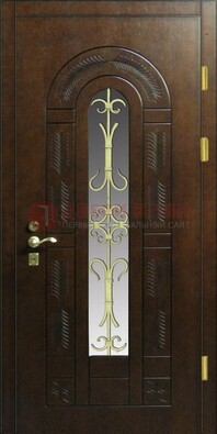 Дизайнерская металлическая дверь со стеклом и ковкой ДСК-50 в Чебоксарах
