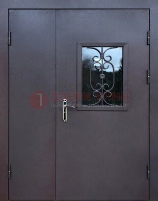 Тамбурная дверь Порошок со стеклом и ковкой ДТМ-48 в Чебоксарах