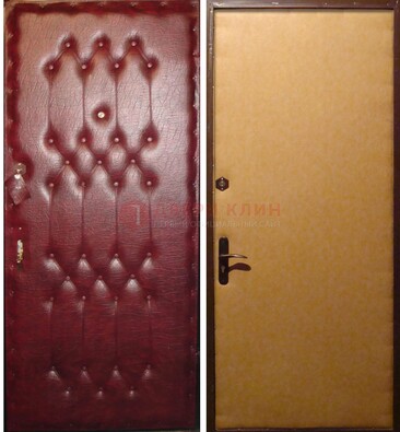 Бордовая металлическая дверь с винилискожей ДВ-1 в Чебоксарах