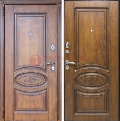 Коричневая металлическая дверь с виноритом ДВТ-10 в Чебоксарах