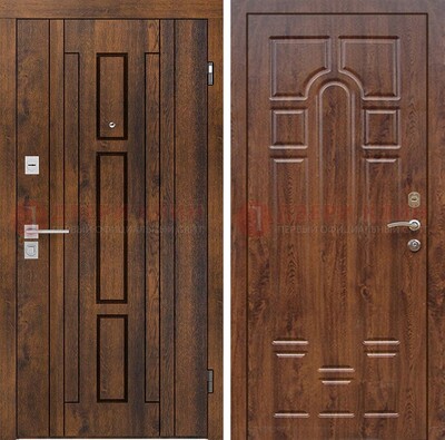 Стальная коричневая дверь с МДФ и коричневой МДФ внутри ДМ-1388 в Чебоксарах