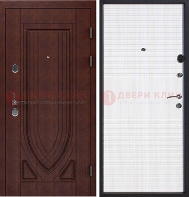 Уличная темная филенчатая дверь с виноритом и МДФ Белый ясень ДВТ-141 в Чебоксарах