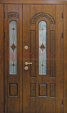 Темная стальная дверь с виноритом и стеклом ДВТ-179 в Чебоксарах