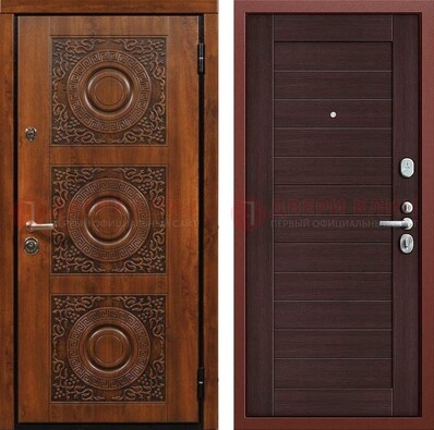Коричневая уличная дверь с виноритом и узором ДВТ-222 в Чебоксарах