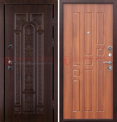 Темная металлическая дверь с виноритом и узором ДВТ-224 в Чебоксарах