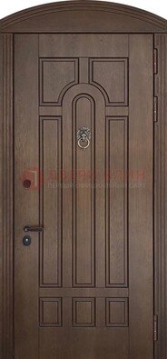Коричневая стальная дверь с виноритом в форме арки ДВТ-237 в Чебоксарах
