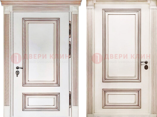 Белая металическая дверь с виноритом для дома ДВТ-239 в Чебоксарах