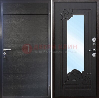Темная Железная дверь c виноритом и МДФ с зеркалом ДЗ-119 в Чебоксарах