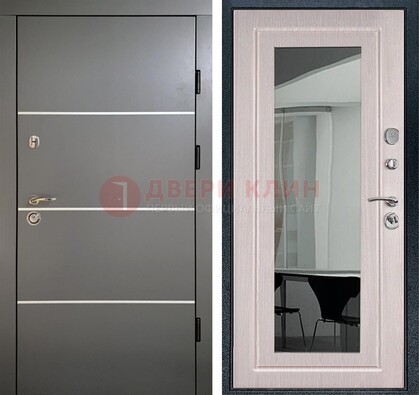Черная металлическая дверь с зеркалом ДЗ-12 в Чебоксарах