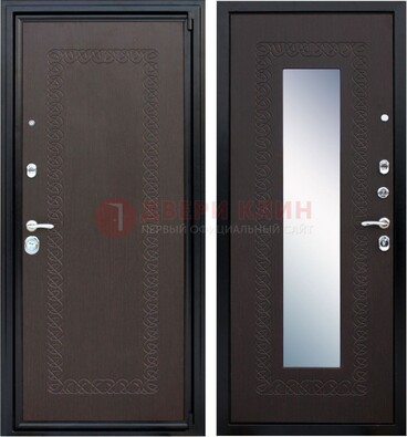 Темная стальная дверь с зеркалом ДЗ-20 в Саратове