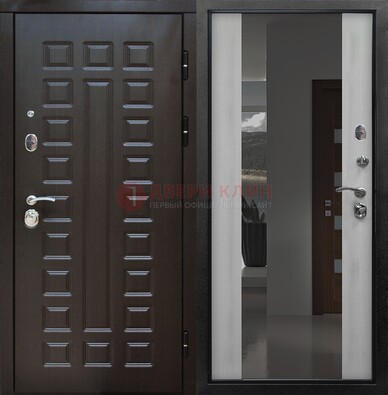 Коричневая металлическая дверь с зеркалом ДЗ-22 в Чебоксарах