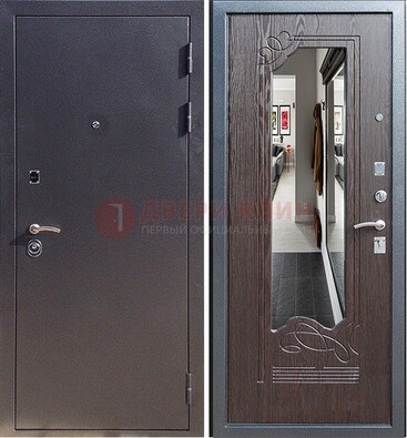 Черная входная дверь с зеркалом МДФ внутри ДЗ-29 в Чебоксарах