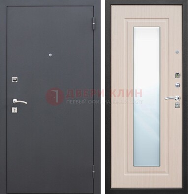 Черная входная дверь с зеркалом МДФ внутри ДЗ-31 в Чебоксарах