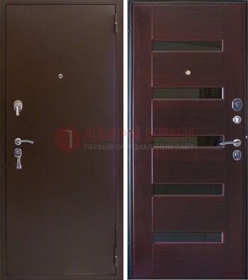 Темная железная дверь с зеркалом ДЗ-42 в Чебоксарах