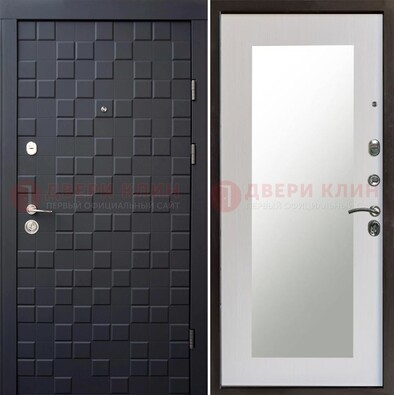 Черная стальная дверь МДФ и зеркалом ДЗ-50 в Чебоксарах