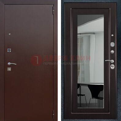 Металлическая дверь с порошковым напылением с МДФ и зеркалом ДЗ-61 в Чебоксарах